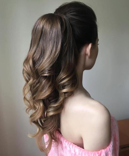 формален Curly Ponytail For Long Hair