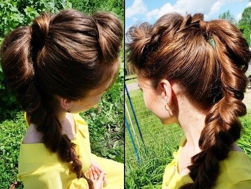 дълго braided ponytail
