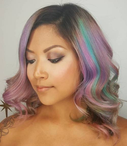 Lavendel Haar mit rosa Highlights