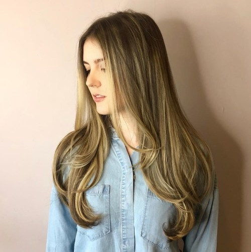 Dlouho Bronde Balayage Hair With Layers
