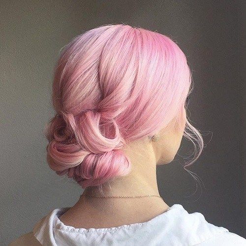 Pastel Pink Low Curly Bun