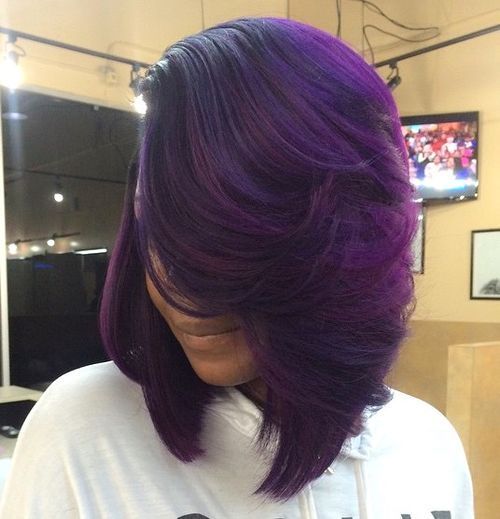 黑头发的紫色balayage