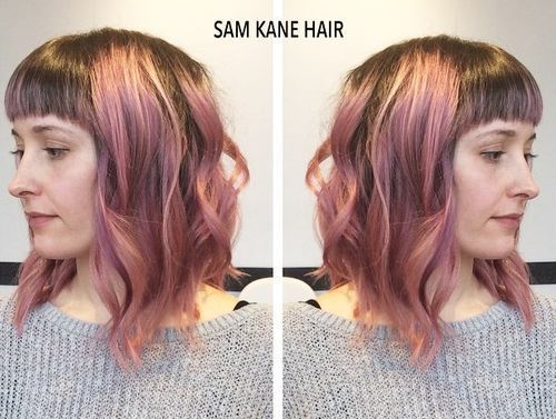 кафяв hair with pastel pink highlights