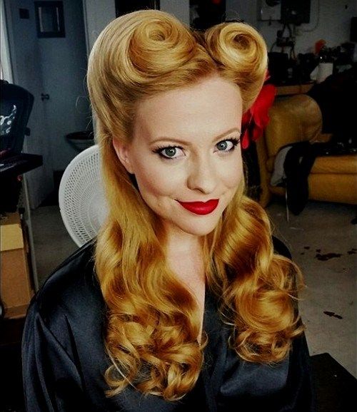 наполовина up victory rolls pin up updo