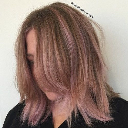 Shaggy Bob With Pastel Pink Highlights
