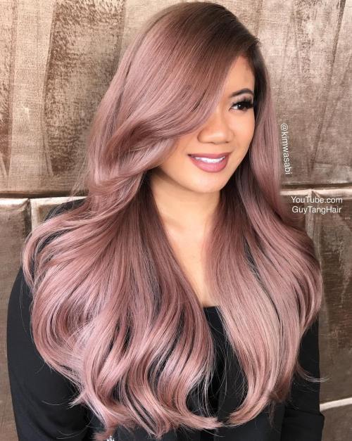 Dlouho Pastel Pink Hairstyle