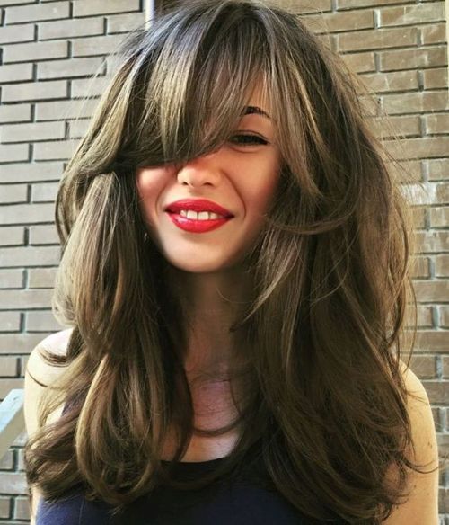 дълго Layered Haircut With Bangs For Thick Hair