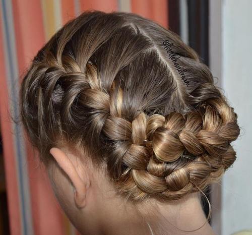 прост updo with french braids