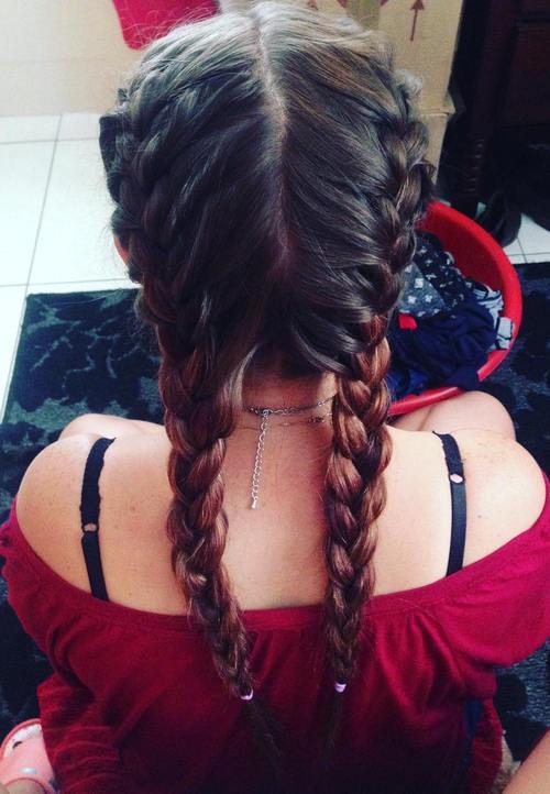 две french braids hairstyle