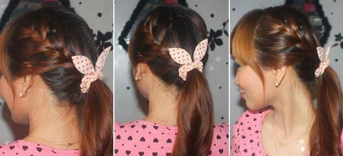 две braids and pony hairstyle for long hair