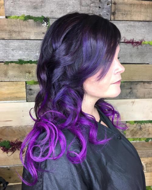 黑发的紫色Ombre