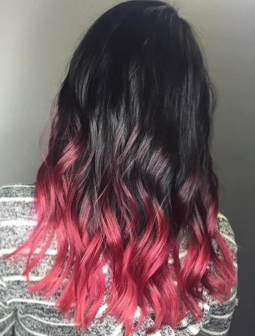 Pastell rosa Dip Dye für schwarzes Haar