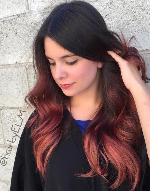 дълго Black To Red Ombre Hair