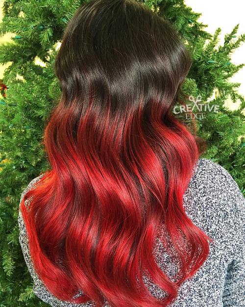черно To Red Ombre Hair