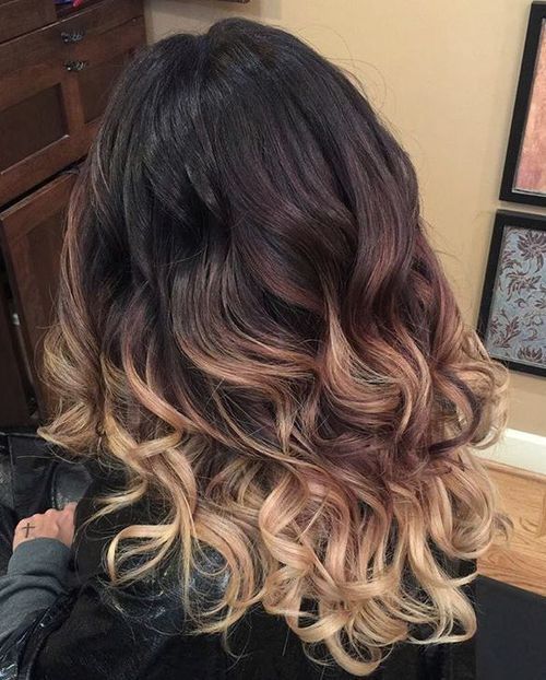 черно to blonde curly ombre hair