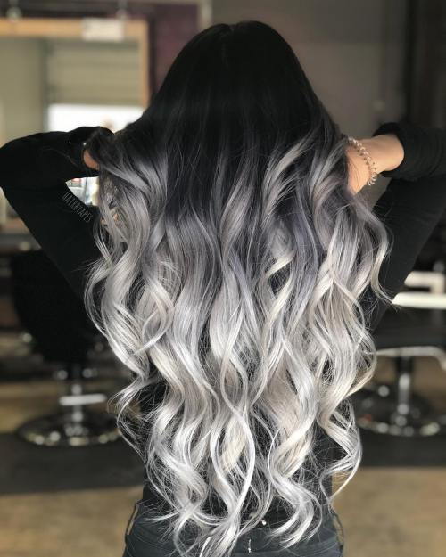 Dlouho Silver Ombre With Stretched Black Roots