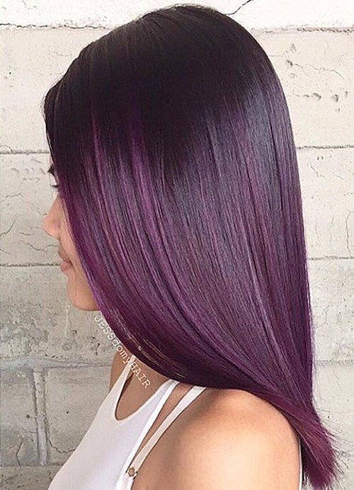 тъмен purple ombre for black hair