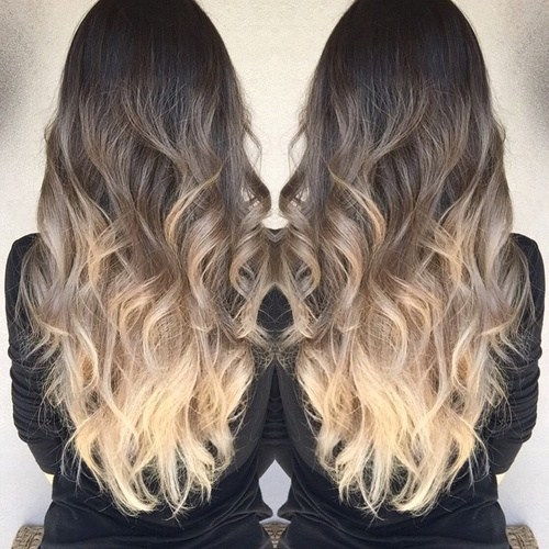 тъмен brown to light ash brown and blonde ombre