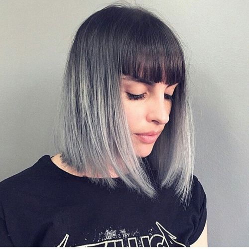 Боб with black into gray ombre