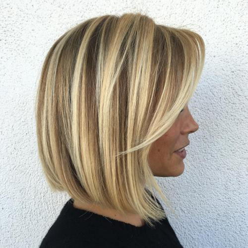 Bronde Bob With Chunky Blonde Highlights