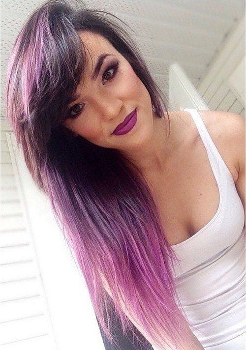 temný brown to lavender ombre
