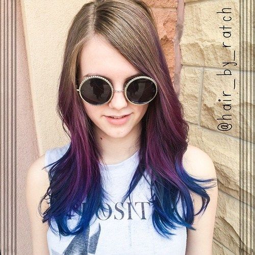levandule to purple ombre iwith blue ends