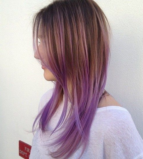 карамел hair color with lavender ends