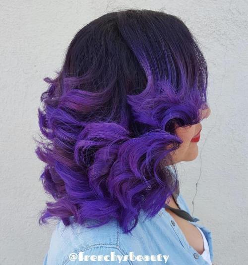 Ярък Purple Highlights For Black Hair