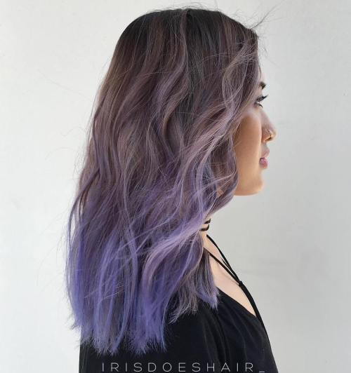 Ash Brown To Pastel Purple Ombre