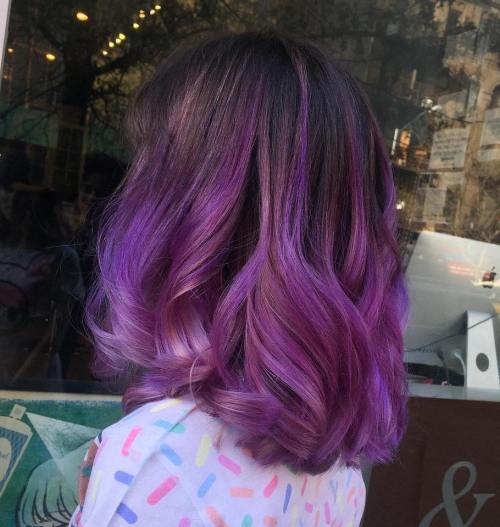 紫色Balayage Lob