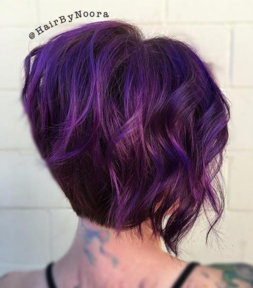 къс layered lavender hair