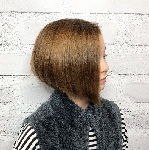 Side-Parted Angled Bob For Girls