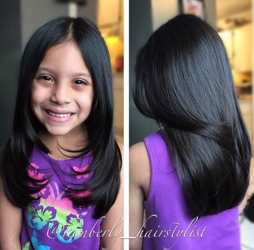 дълго girls' haircut with face-framing layers