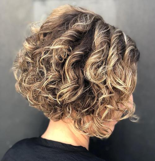 Stacked Curly Bronde Bob