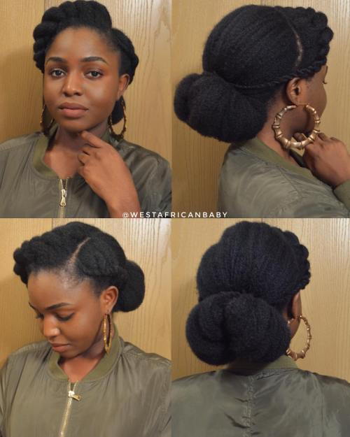 елегантен Low Bun Updo For Natural Hair