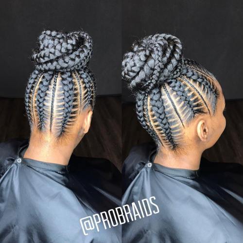 Nape-To-Crown Feed-In Braids