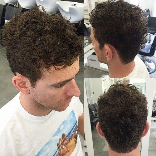 男人's undercut hairstyle for curly hair