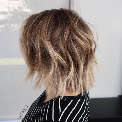 Bronde Choppy Bob With Highlighted Ends