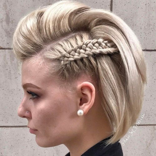 Боб Hairstyle With Pompadour And Side Braids