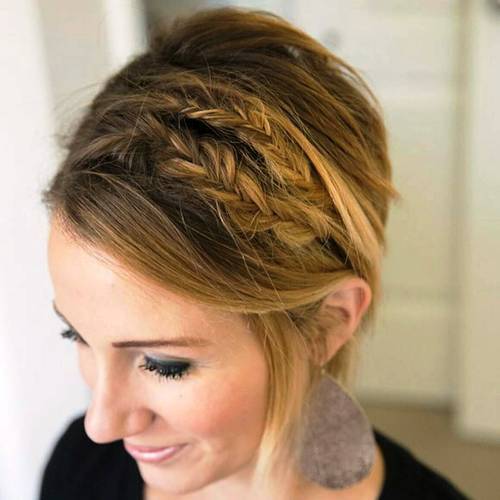 къс bob hairstyle with two messy braids
