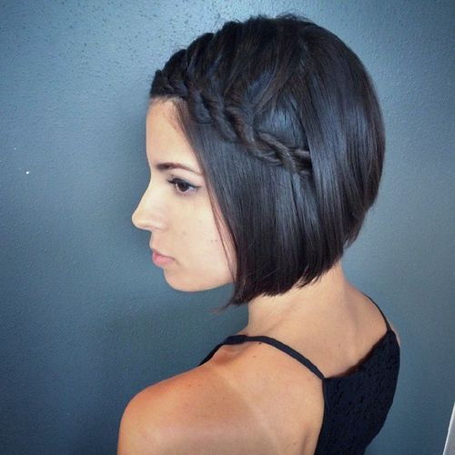 boční rope braid hairstyle for short hair for prom