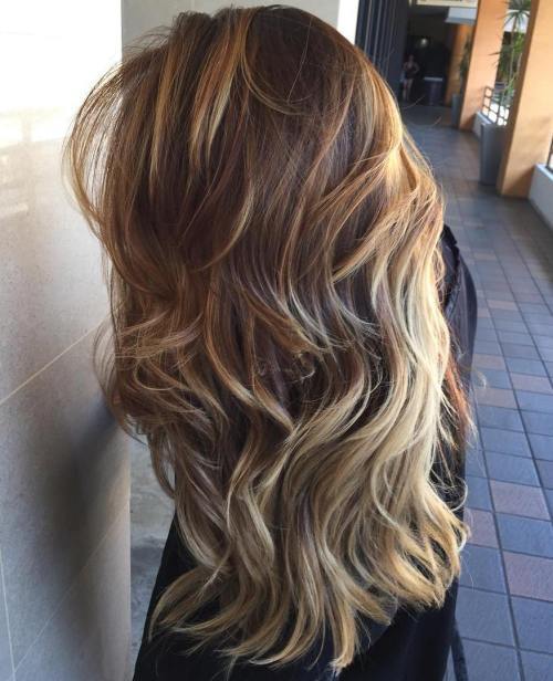 дълго Layered Brown Ombre Hair