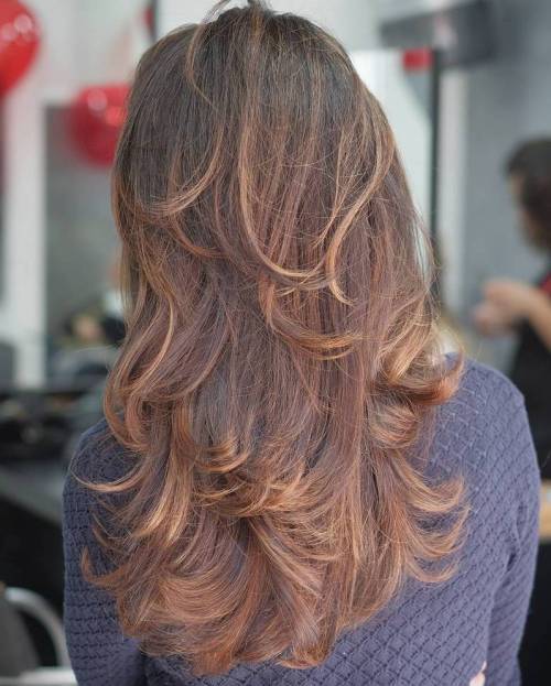 Dlouho Layered Brown Hair With Balayage
