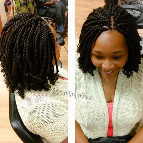 къс black twists with curly ends