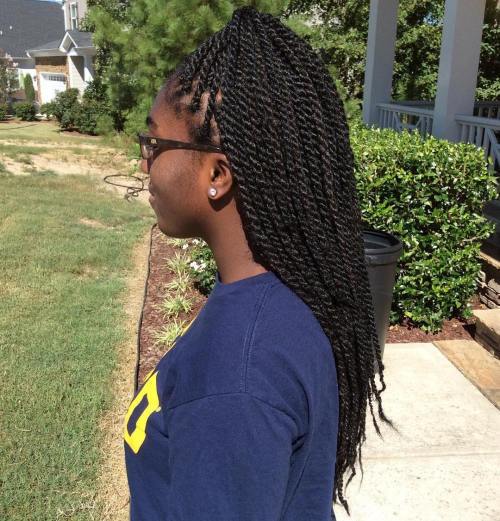Polovina Up Ponytail For African Twists
