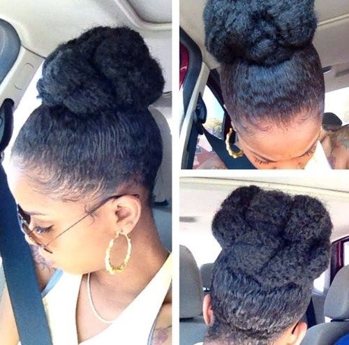 Високо bun updo hairstyle for black women