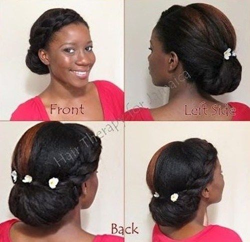сплетена bun updo hairstyle for black women
