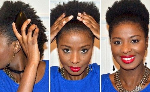 afro puff updo hairstyle for black women
