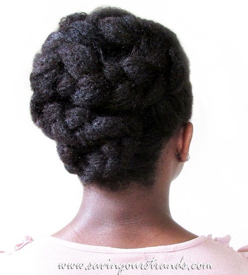сплетена updo hairstyle for black women