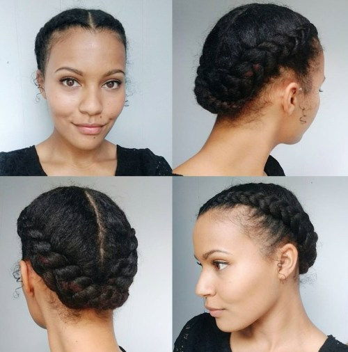 африкански American Centre-Parted Braided Updo